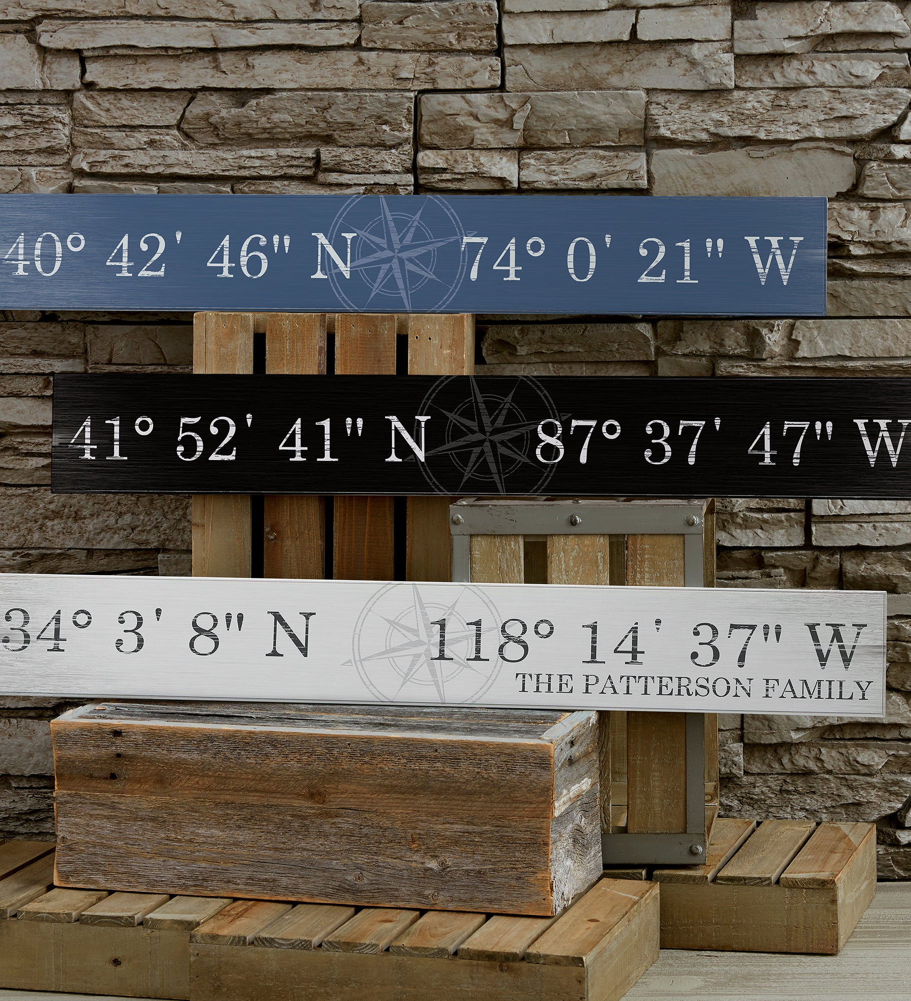 Latitude & Longitude Personalized Wood Sign